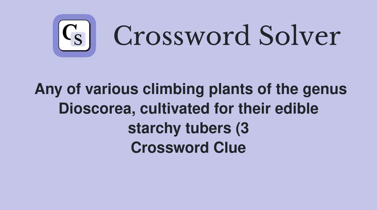 Any of various climbing plants of the genus Dioscorea cultivated for Any of various climbing plants of the genus Dioscorea cultivated for