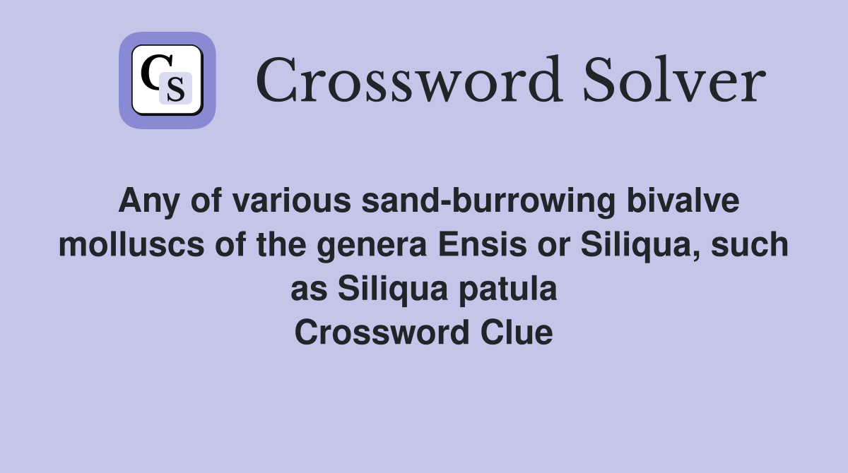 Any of various sand-burrowing bivalve molluscs of the genera Ensis or Siliqua, such as Siliqua patula Crossword Clue