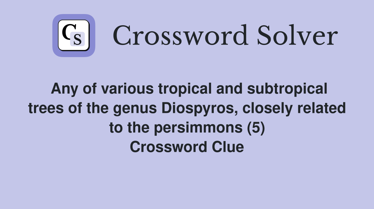Any of various tropical and subtropical trees of the genus Diospyros, closely related to the persimmons (5) Crossword Clue