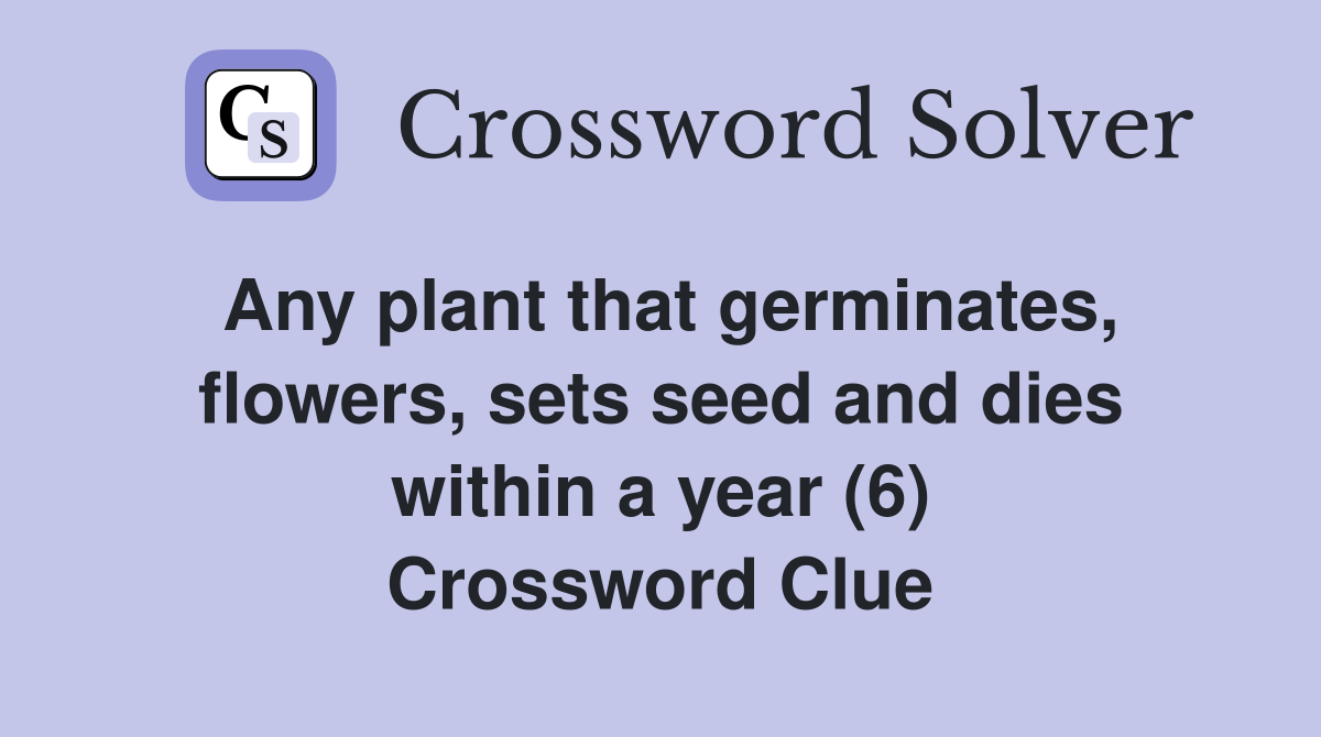 Any plant that germinates, flowers, sets seed and dies within a year (6) Crossword Clue