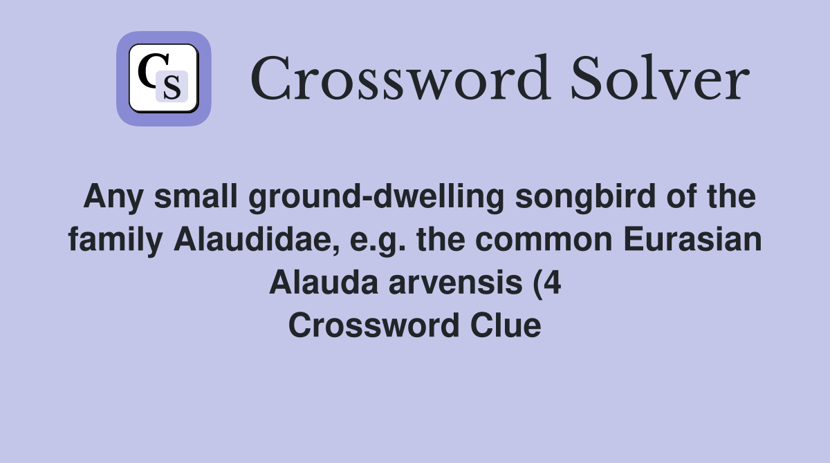 Any small ground dwelling songbird of the family Alaudidae e g the Any small ground dwelling songbird of the family Alaudidae e g the