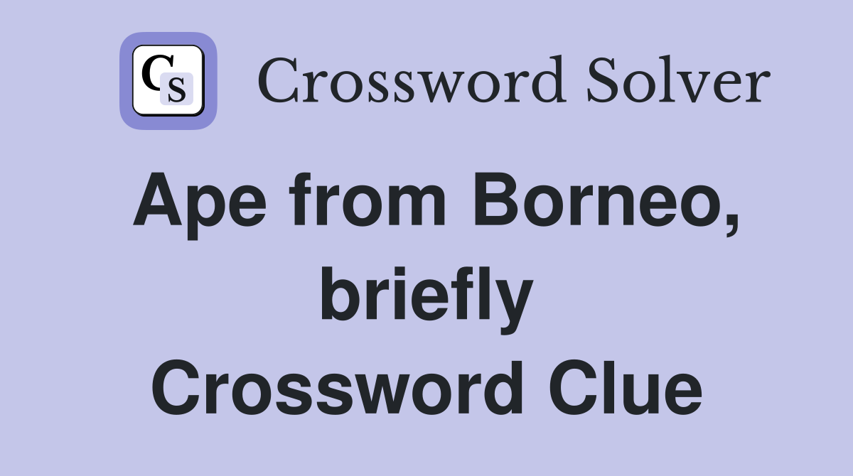 Ape from Borneo, briefly Crossword Clue