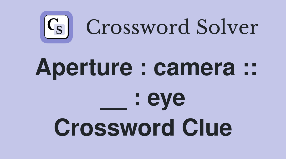 Aperture : camera :: __ : eye Crossword Clue