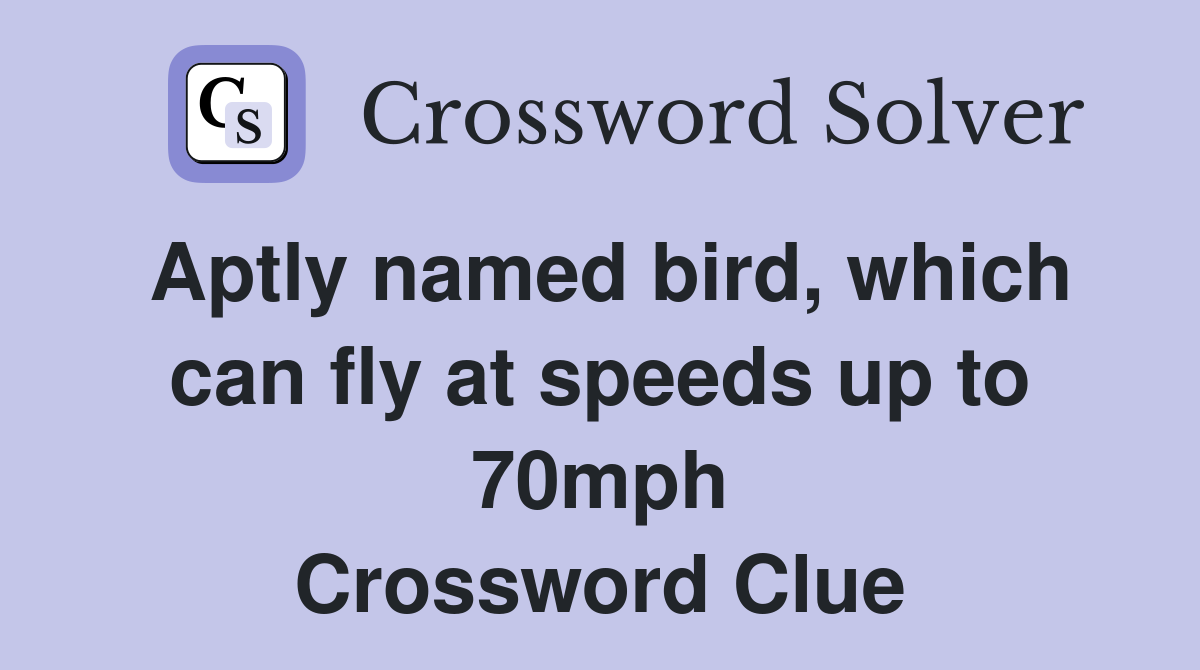 Aptly named bird, which can fly at speeds up to 70mph Crossword Clue