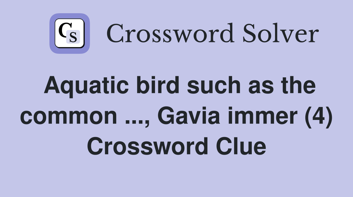 Aquatic bird such as the common ..., Gavia immer (4) Crossword Clue