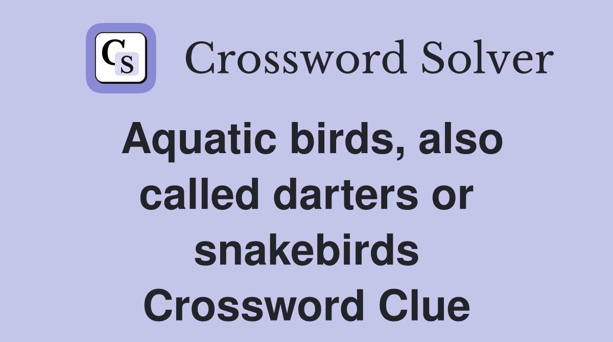 Aquatic birds, also called darters or snakebirds Crossword Clue