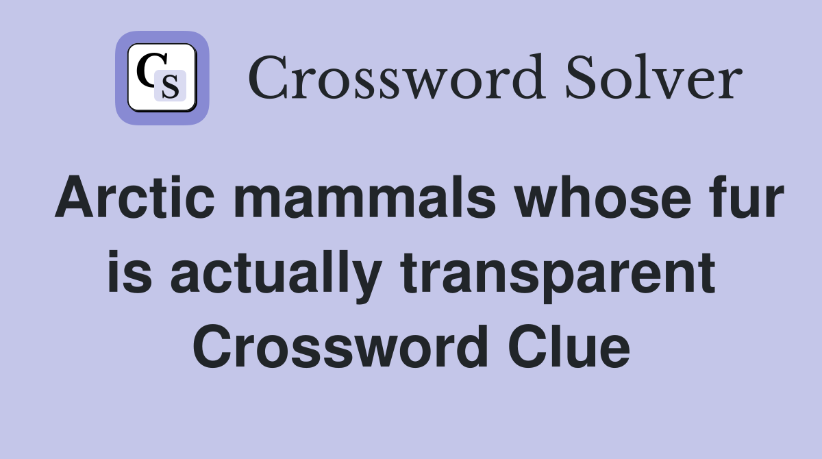 Arctic mammals whose fur is actually transparent Crossword Clue