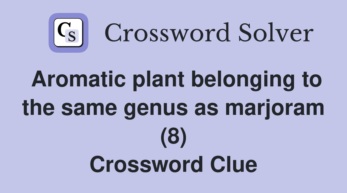 Aromatic plant belonging to the same genus as marjoram (8) Crossword Clue
