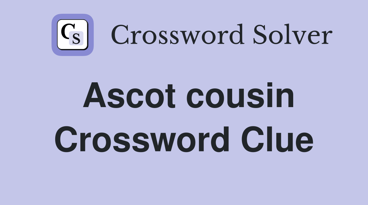 Ascot cousin Crossword Clue