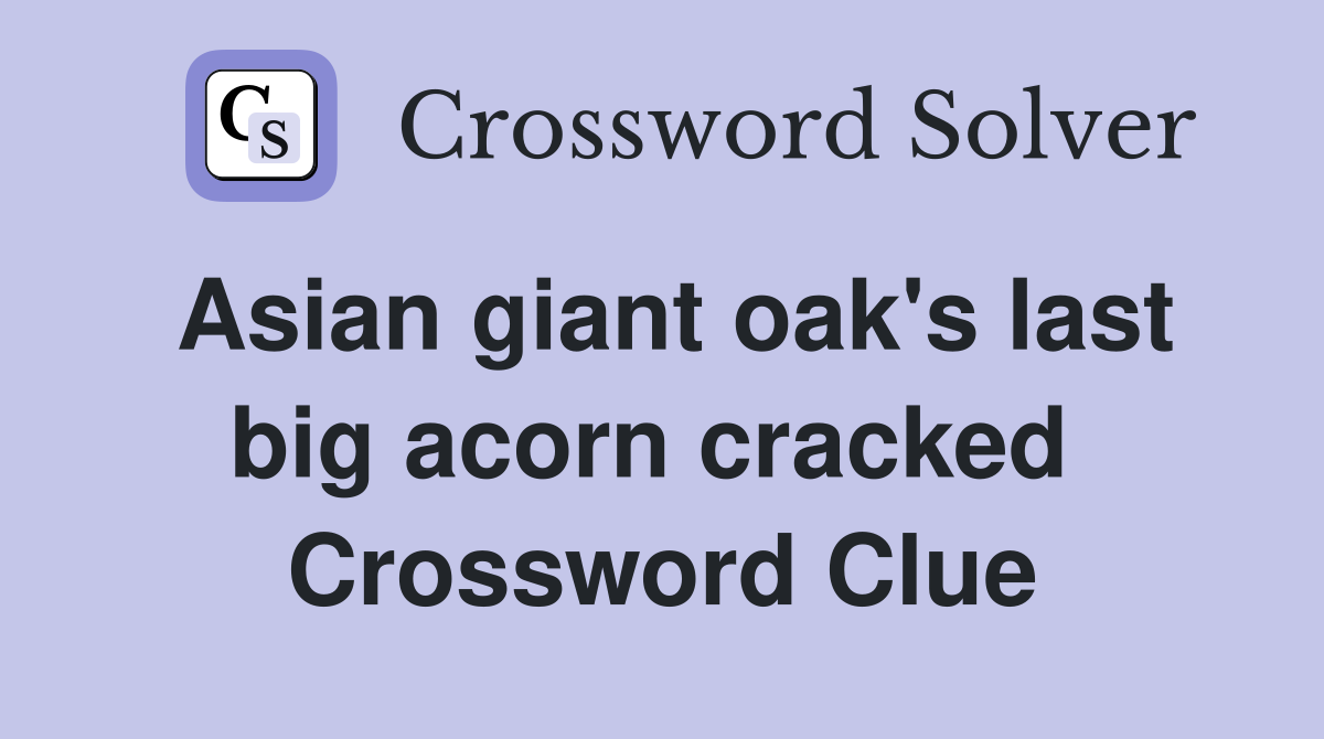 Asian giant oak's last big acorn cracked  Crossword Clue