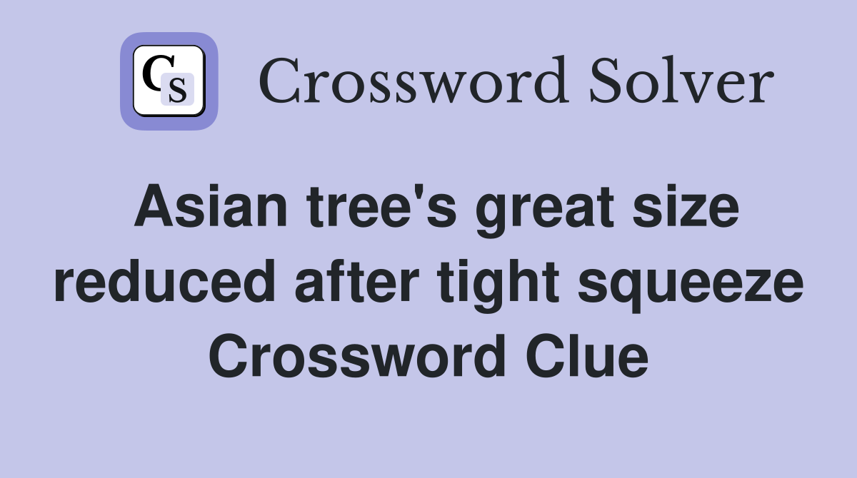 Asian tree's great size reduced after tight squeeze Crossword Clue