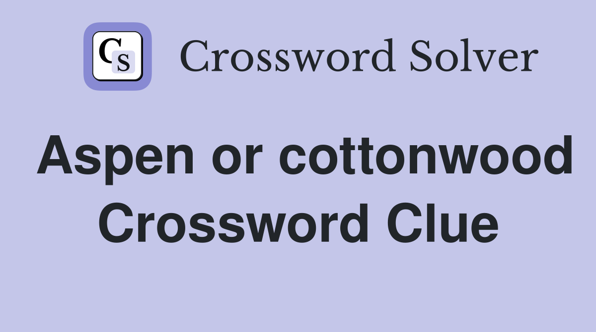 Aspen or cottonwood Crossword Clue