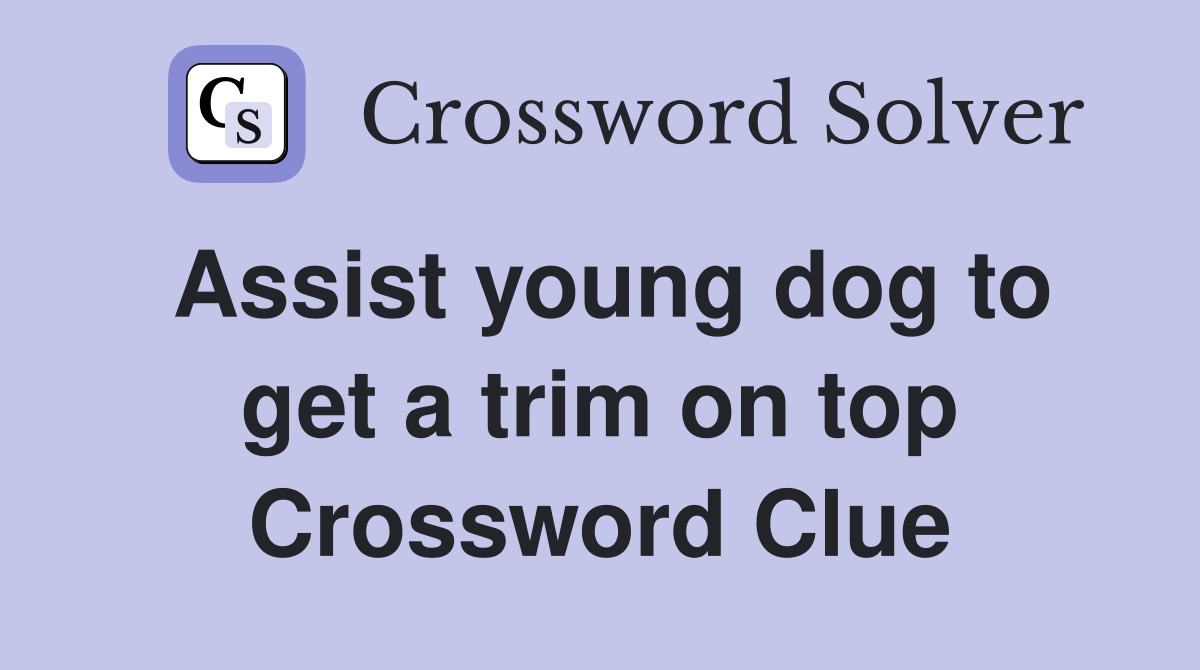 Assist young dog to get a trim on top Crossword Clue