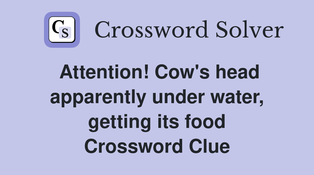 Attention! Cow's head apparently under water, getting its food Crossword Clue