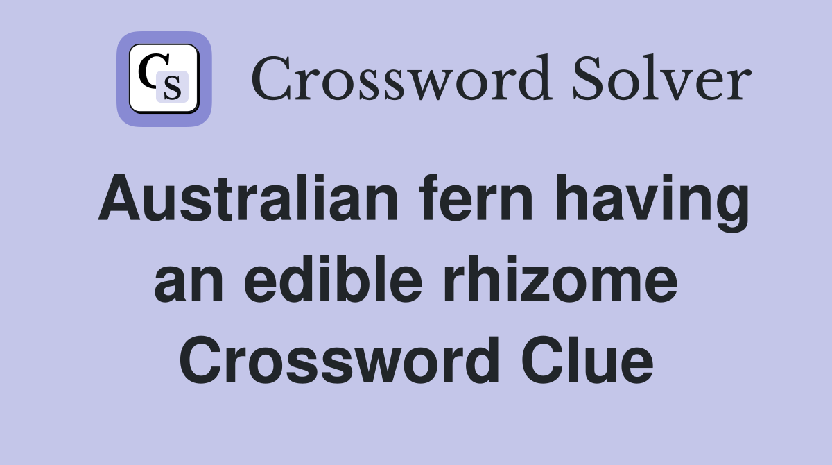 Australian fern having an edible rhizome Crossword Clue