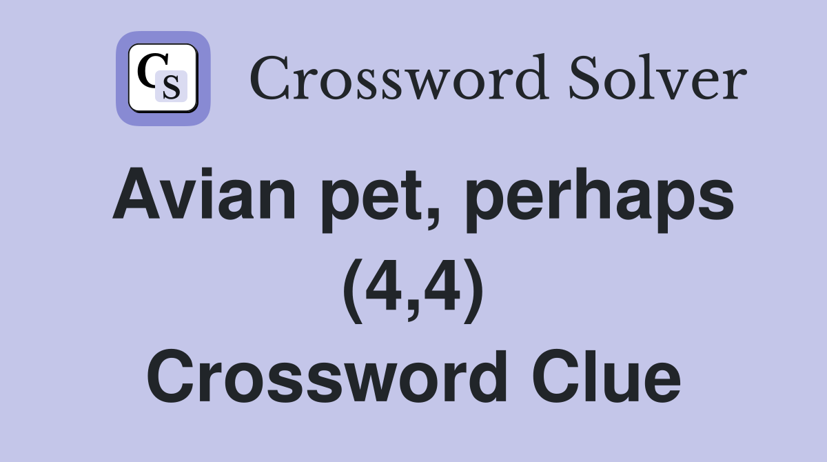 Avian pet, perhaps (4,4) Crossword Clue