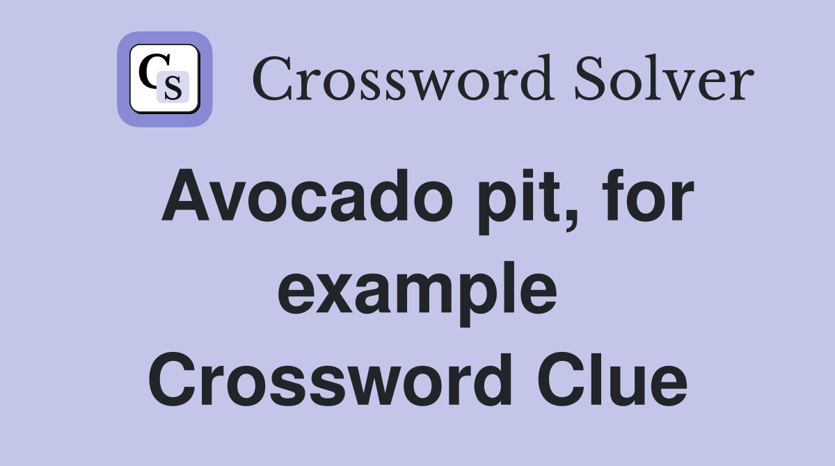 Avocado pit, for example Crossword Clue