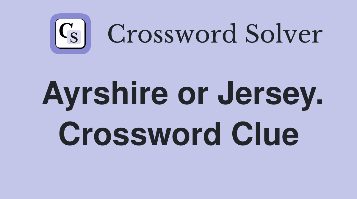 Ayrshire or Jersey. Crossword Clue