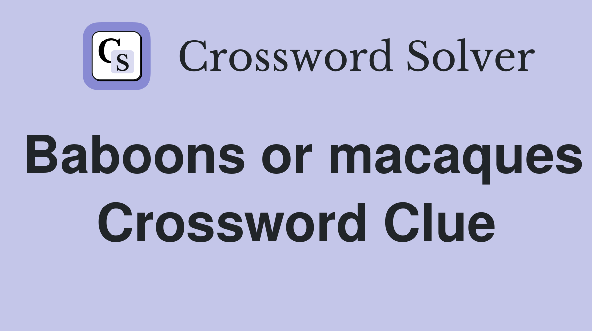 Baboons or macaques Crossword Clue