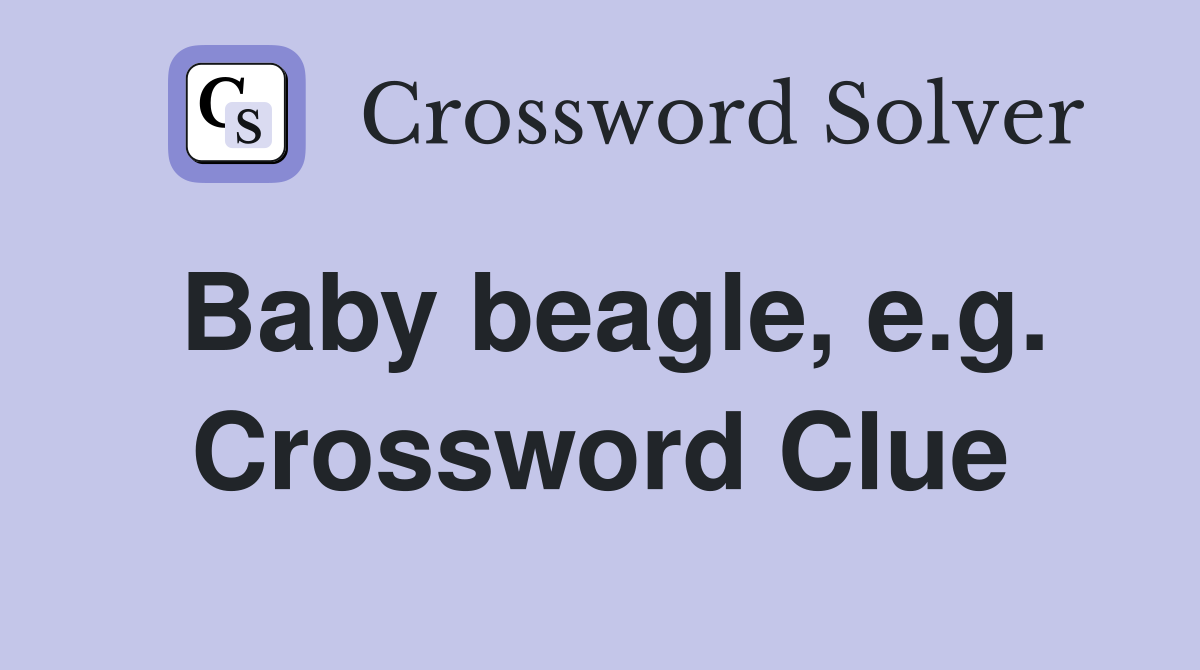 Baby beagle, e.g. Crossword Clue