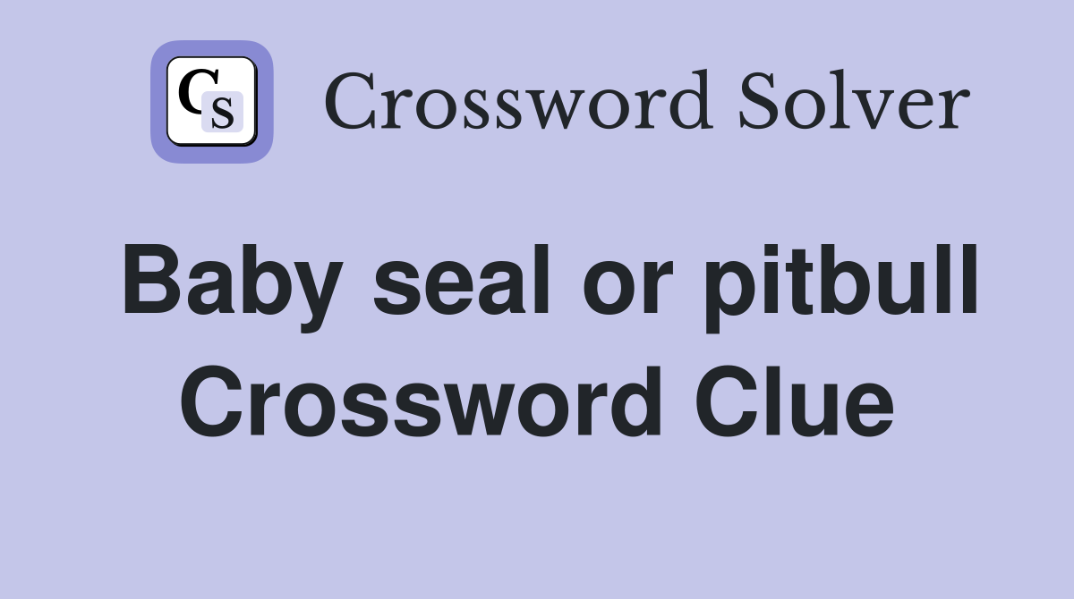 Baby seal or pitbull Crossword Clue
