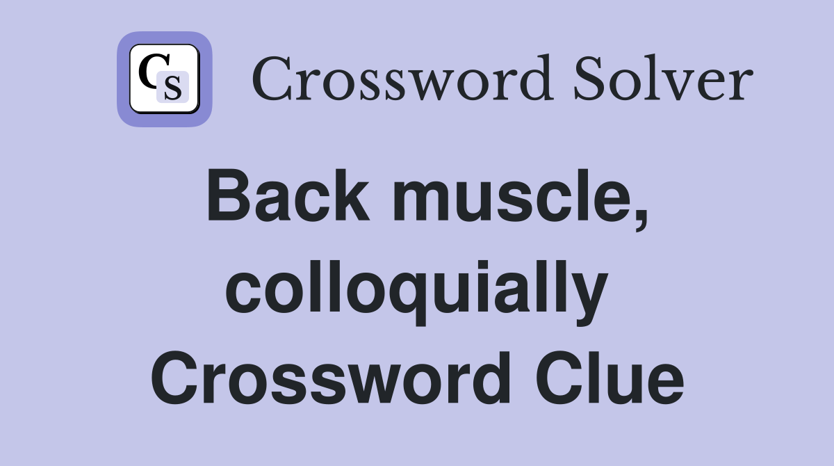 Back muscle, colloquially Crossword Clue