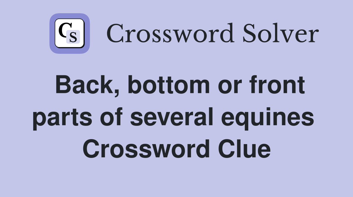 Back, bottom or front parts of several equines  Crossword Clue