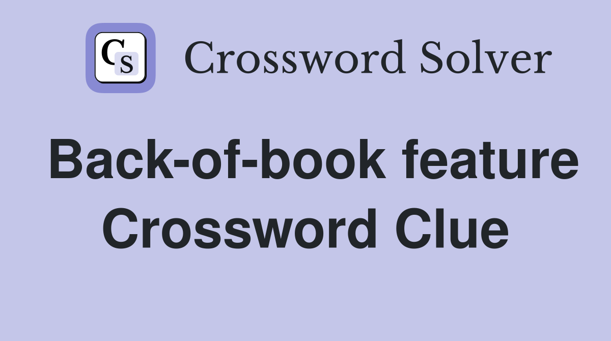 Back-of-book feature Crossword Clue
