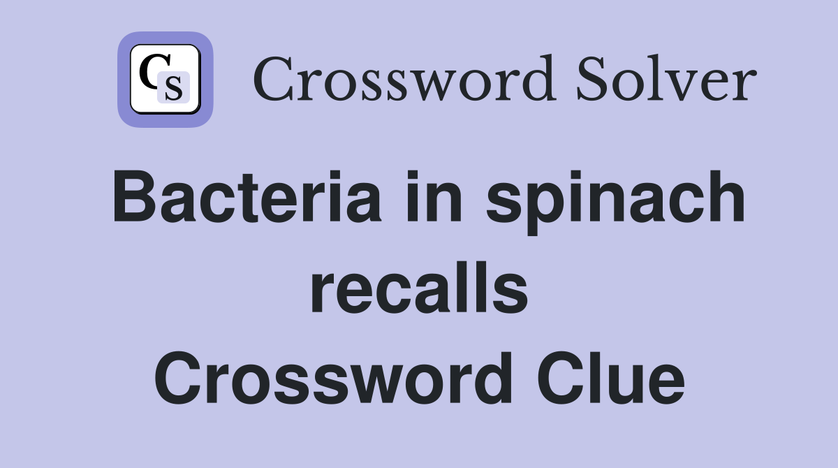 Bacteria in spinach recalls Crossword Clue