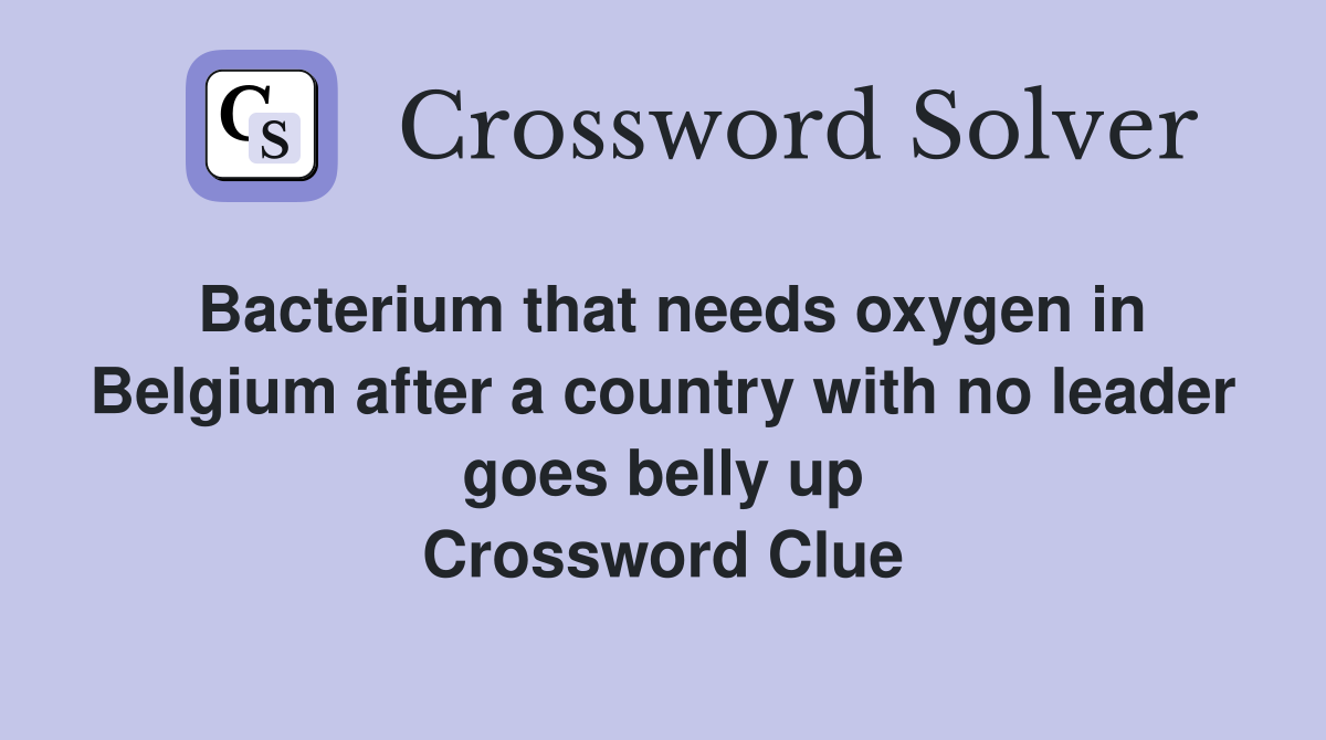 Bacterium that needs oxygen in Belgium after a country with no leader goes belly up Crossword Clue