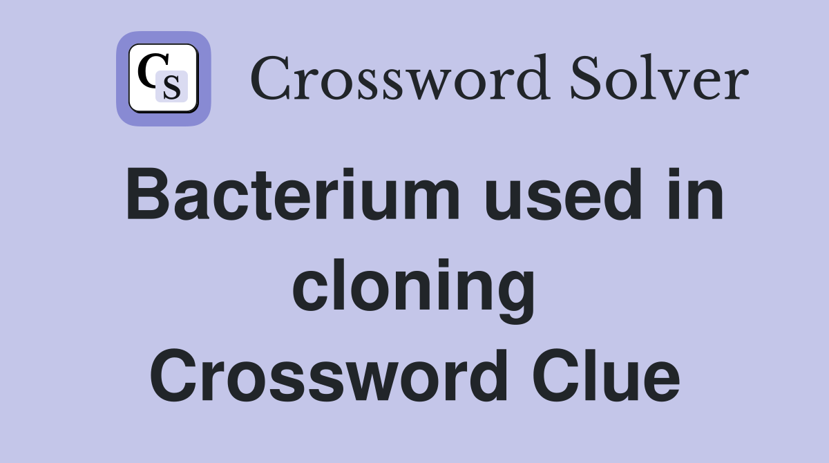Bacterium used in cloning Crossword Clue