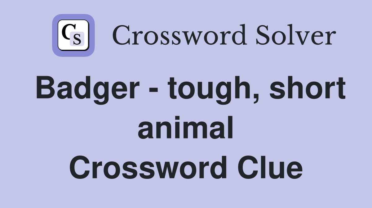 Badger - tough, short animal Crossword Clue