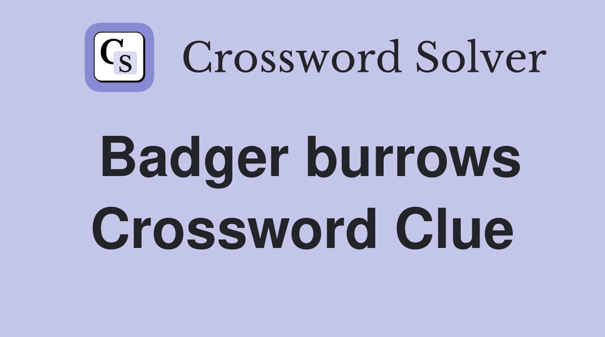 Badger burrows Crossword Clue