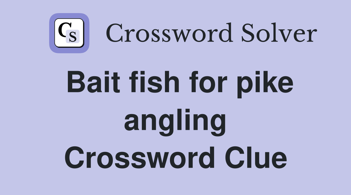 Bait fish for pike angling Crossword Clue