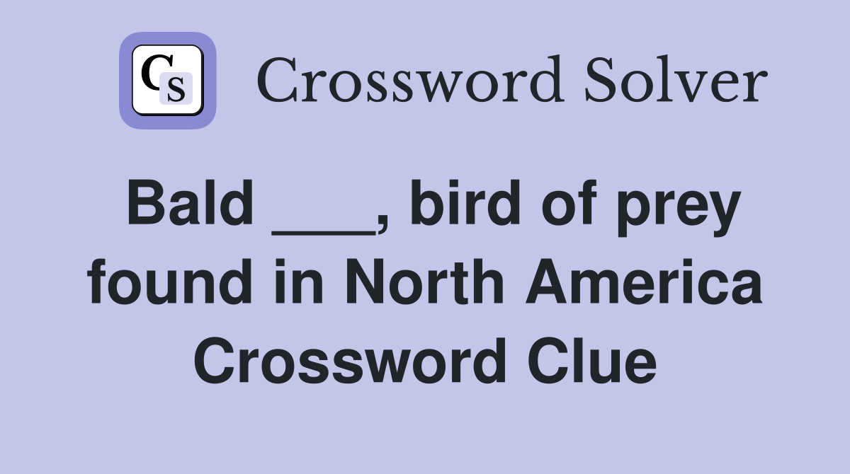Bald ___, bird of prey found in North America Crossword Clue