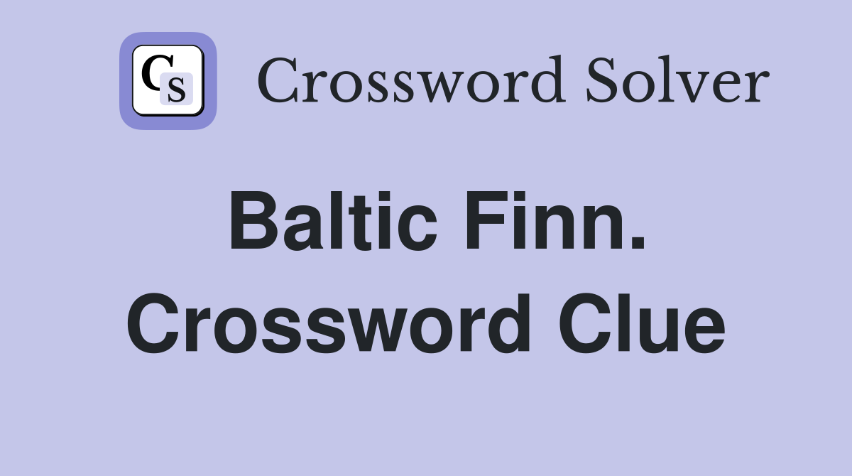 Baltic Finn. Crossword Clue