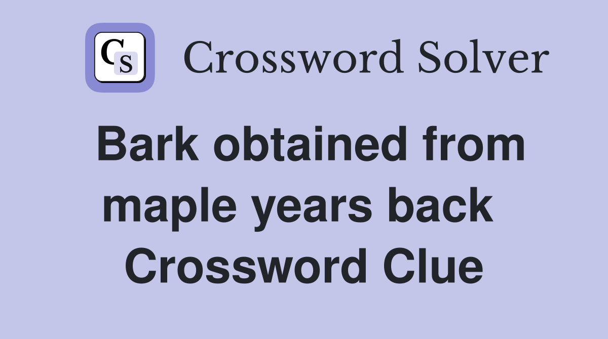 Bark obtained from maple years back  Crossword Clue