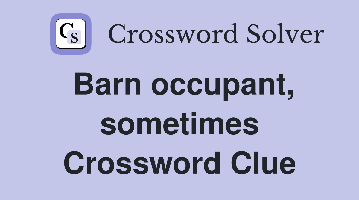Barn occupant, sometimes Crossword Clue