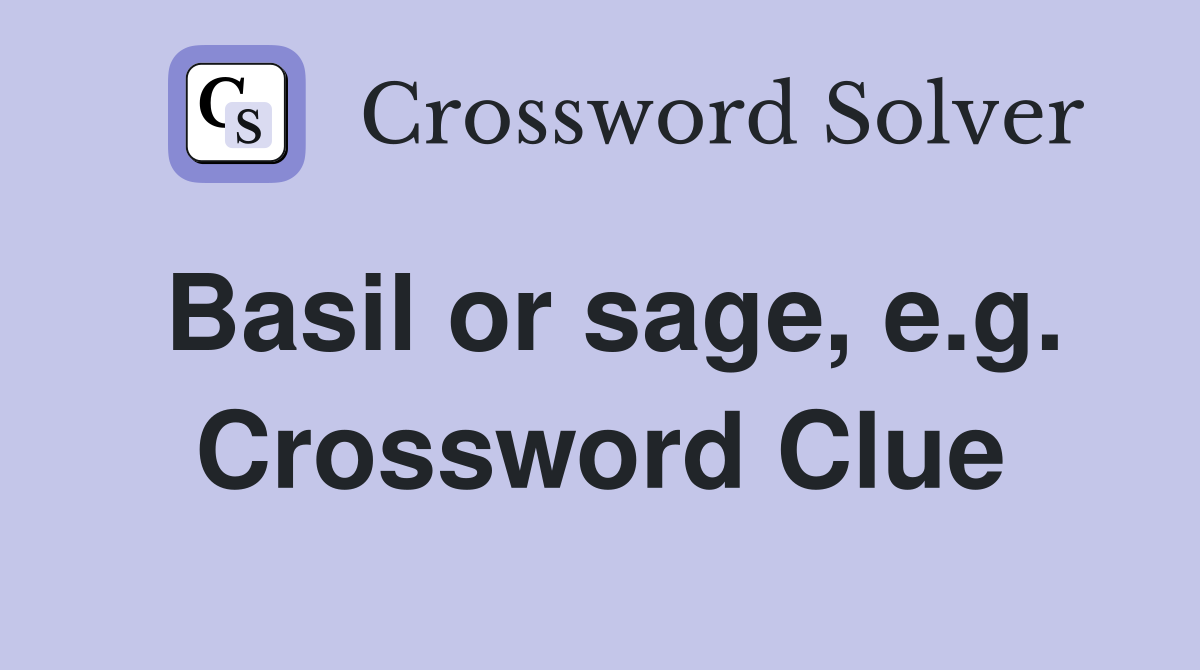 Basil or sage, e.g. Crossword Clue