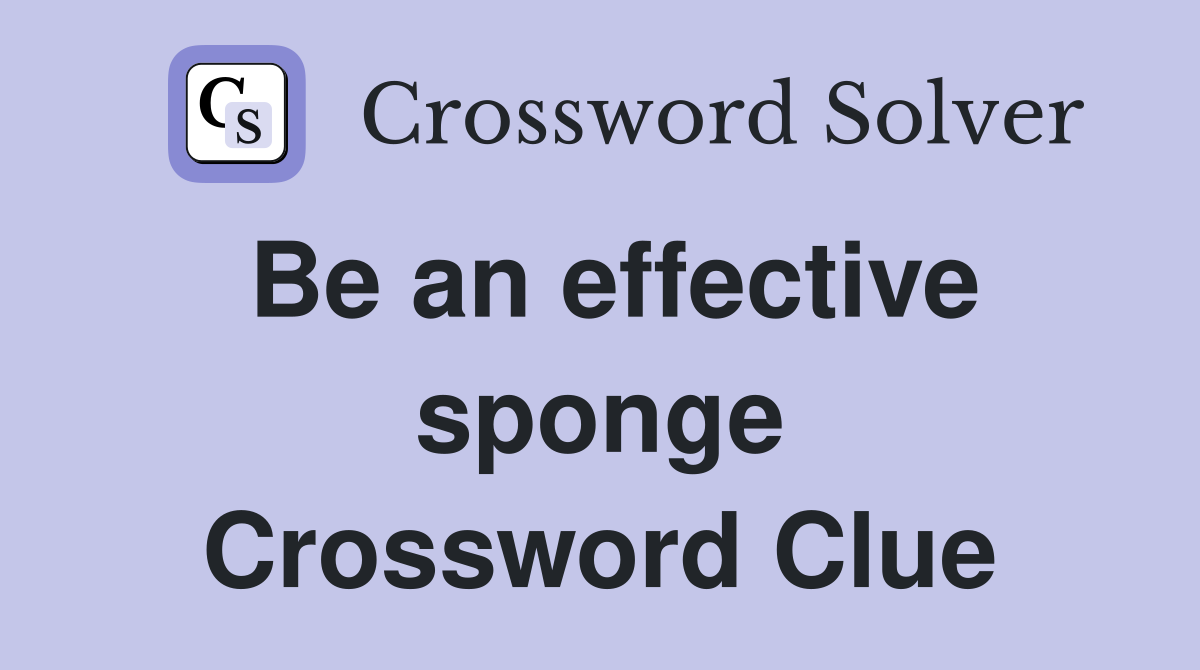Be an effective sponge Crossword Clue