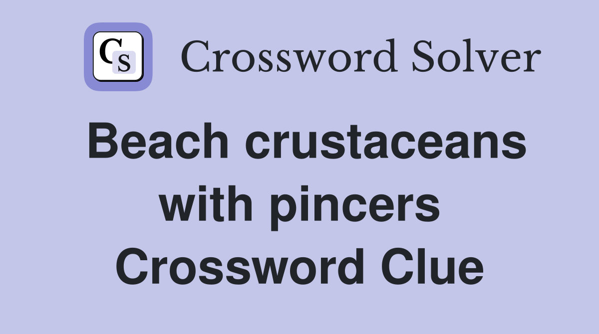 Beach crustaceans with pincers Crossword Clue