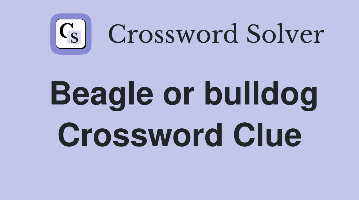 Beagle or bulldog Crossword Clue