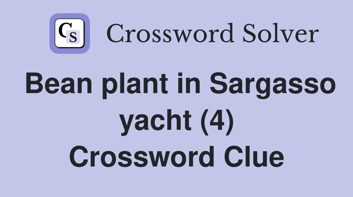 Bean plant in Sargasso yacht (4) Crossword Clue