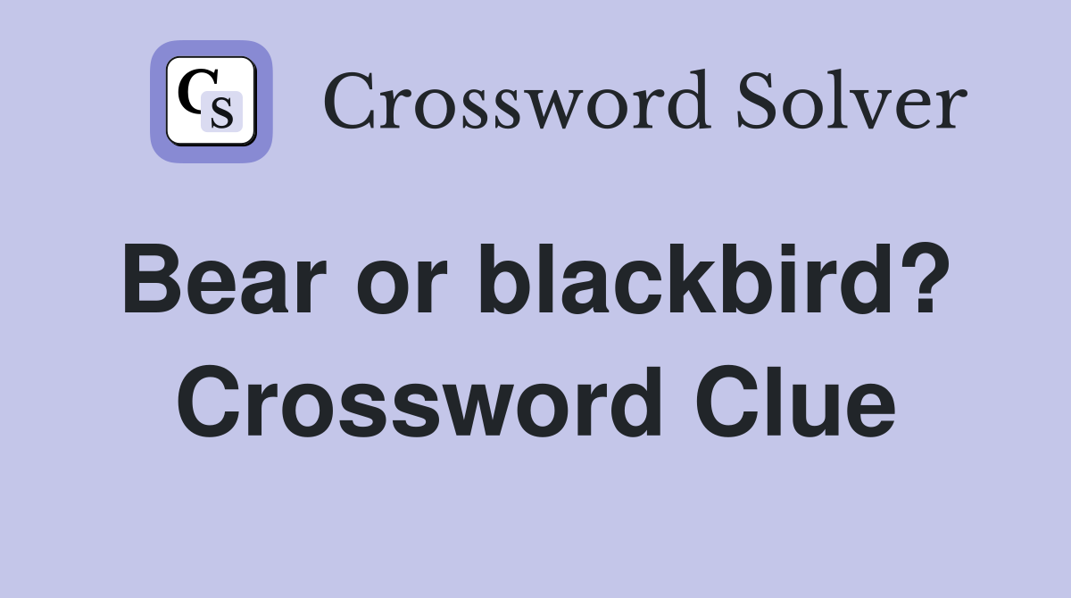 Bear or blackbird?  Crossword Clue