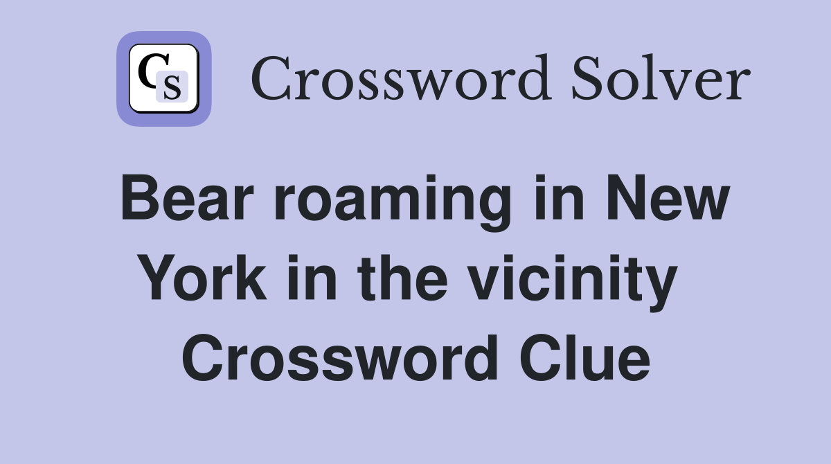 Bear roaming in New York in the vicinity  Crossword Clue