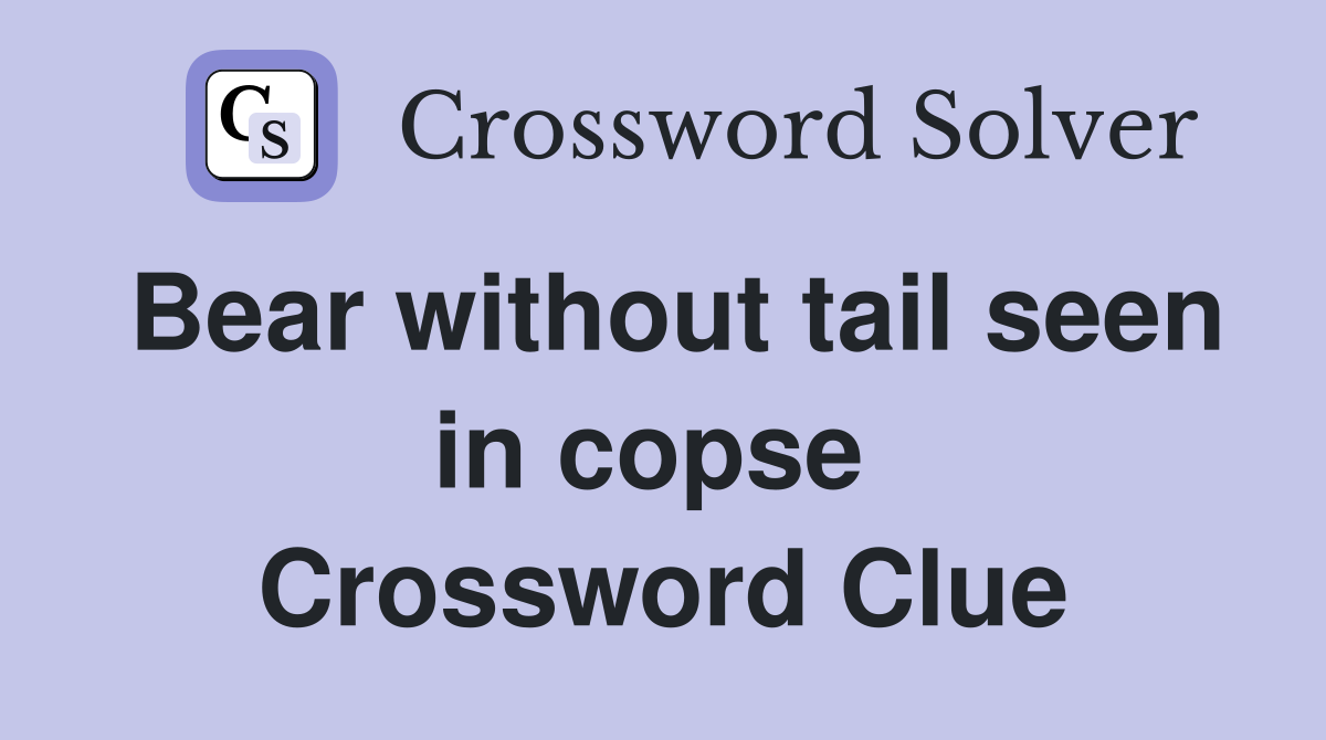 Bear without tail seen in copse  Crossword Clue