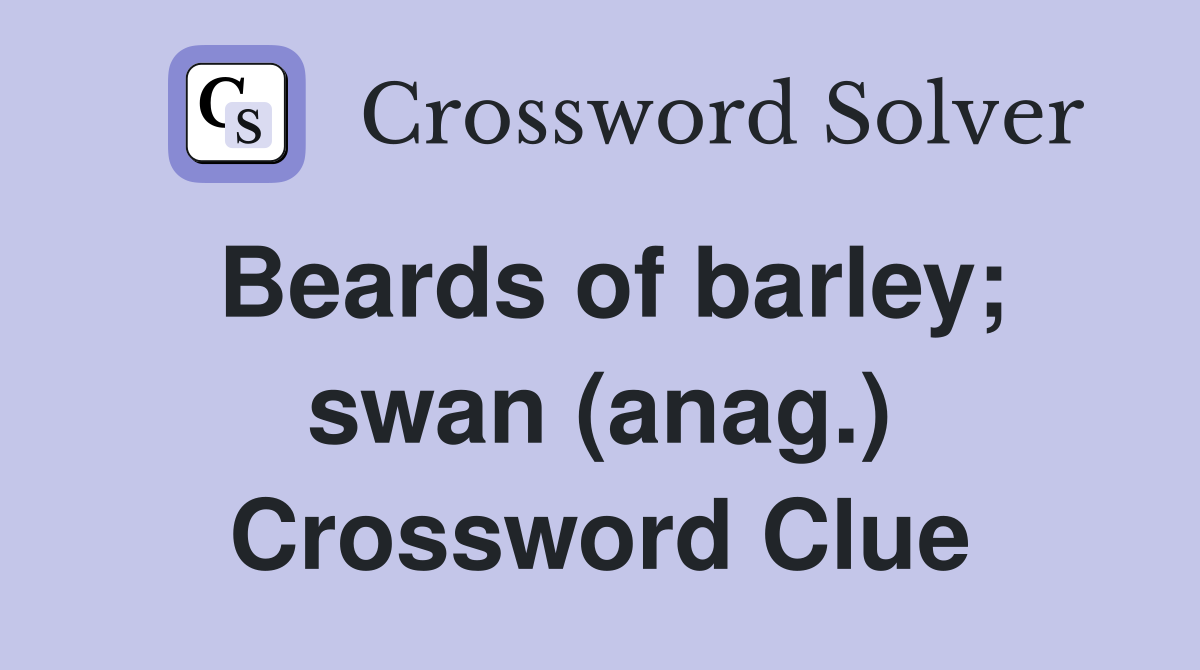 Beards of barley; swan (anag.) Crossword Clue