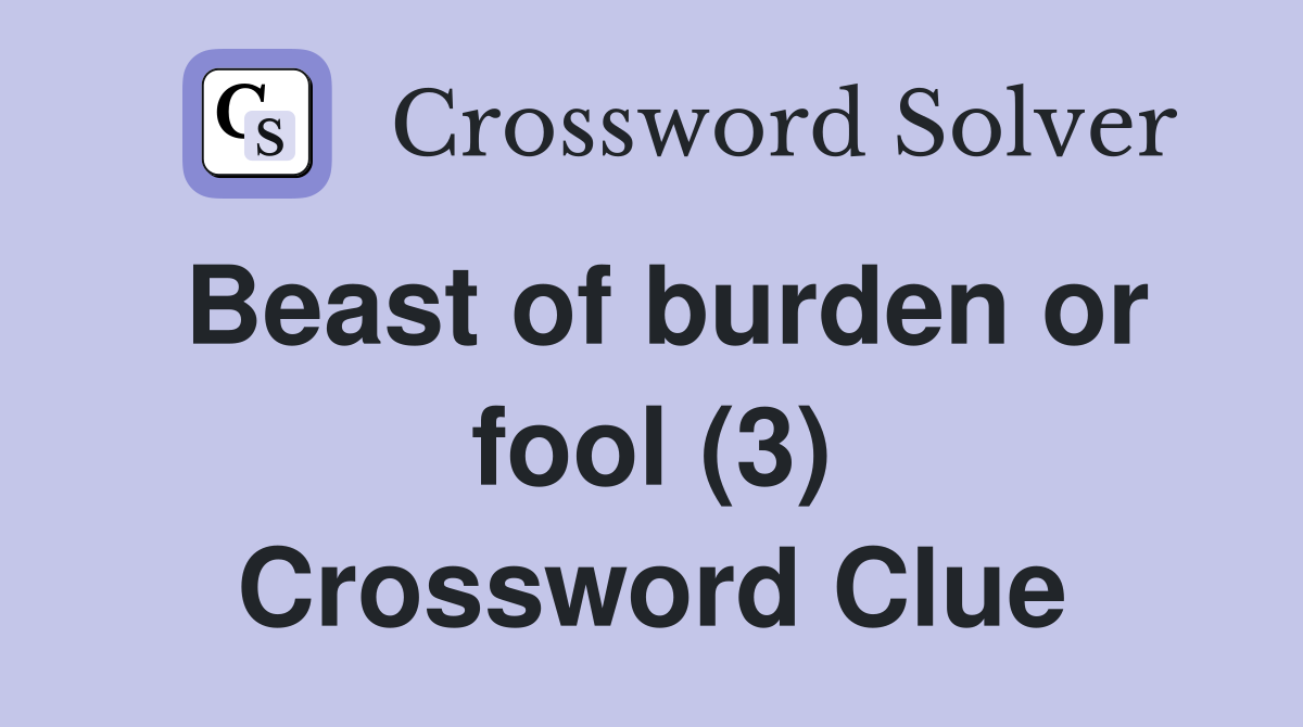Beast of burden or fool (3) Crossword Clue