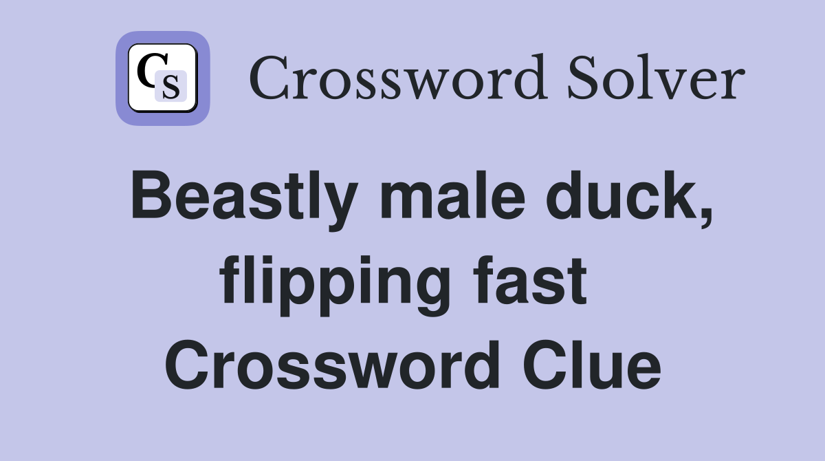 Beastly male duck, flipping fast  Crossword Clue
