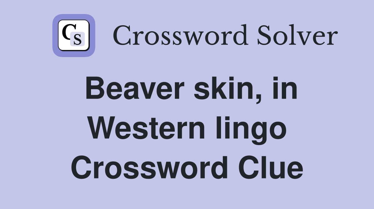Beaver skin, in Western lingo Crossword Clue